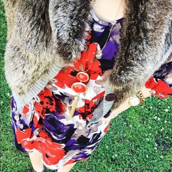 Nine West long sleeve floral tie waist dress - Picture 6 of 6